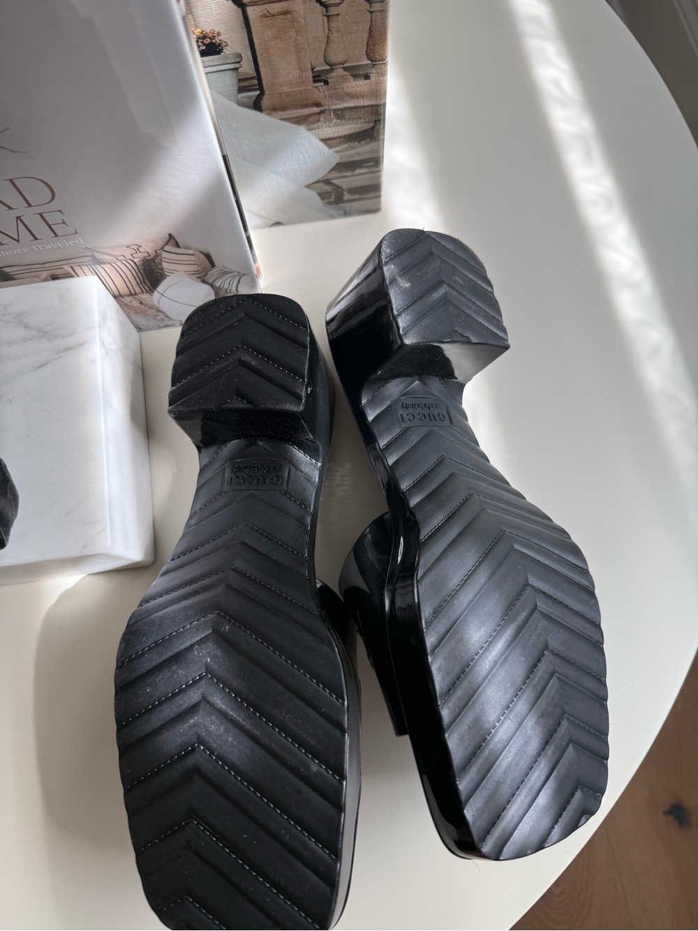 Gucci Women's Black Rubber Slide Mules - Picture 7 of 7